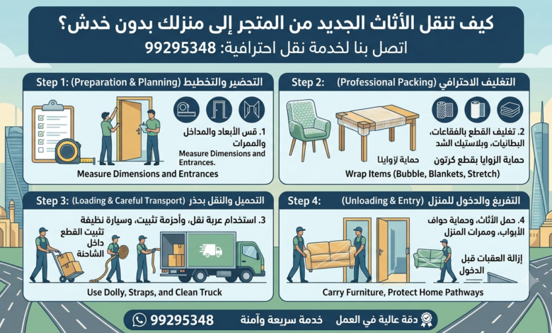كيف تنقل الأثاث الجديد من المتجر إلى منزلك بدون خدش